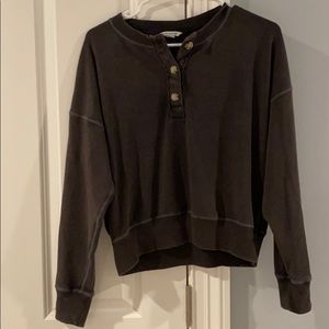 American Eagle Cropped Weathered Gray Sweatshirt